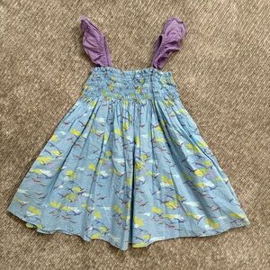 Mi & O Blue Bird Print Smocked Sundress – 2T Summer Twirl Dress Boho Classic